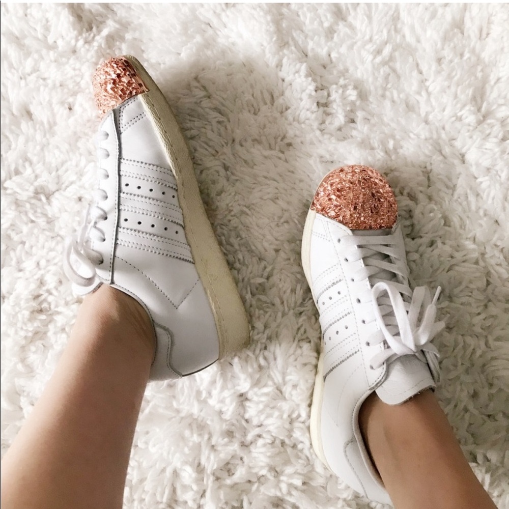 Like new Adidas Superstar With Rose Gold Toe Cap so 6.5